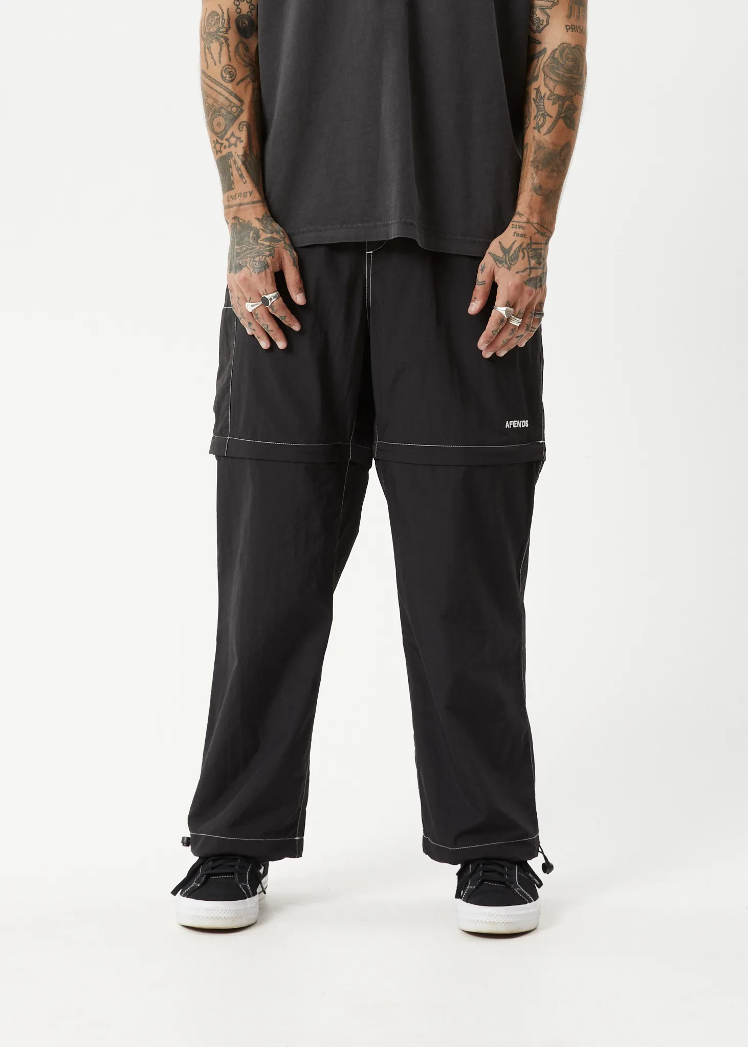 AFENDS Mens Valley - Zip Off Spray Pants - BLACK