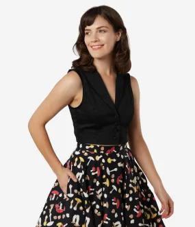 Bettie Page Black Tucson Sleeveless Crop Top