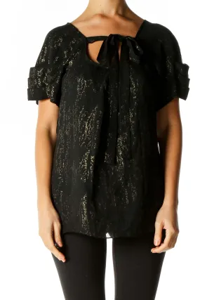 Black Printed Retro Blouse