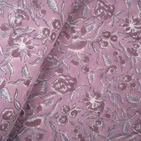 Block Print Cotton - Mauve Bloom