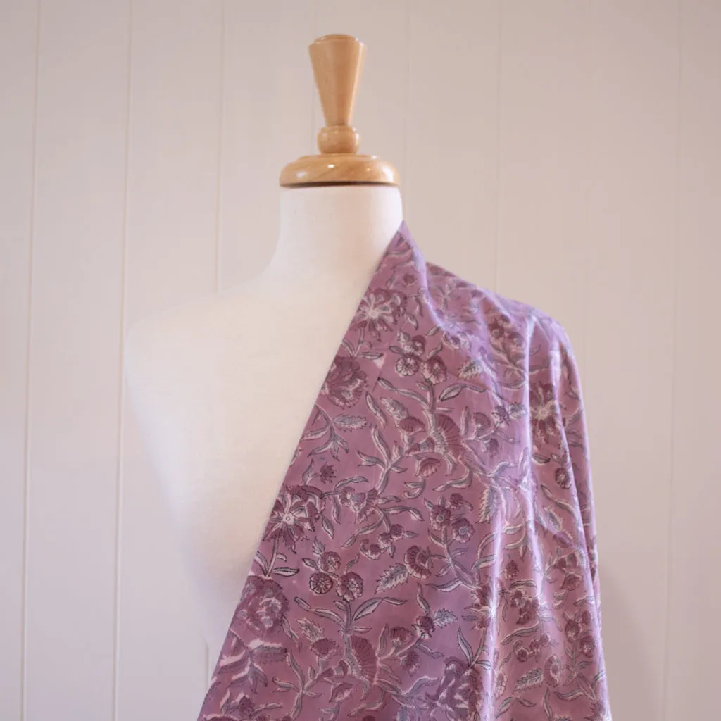 Block Print Cotton - Mauve Bloom