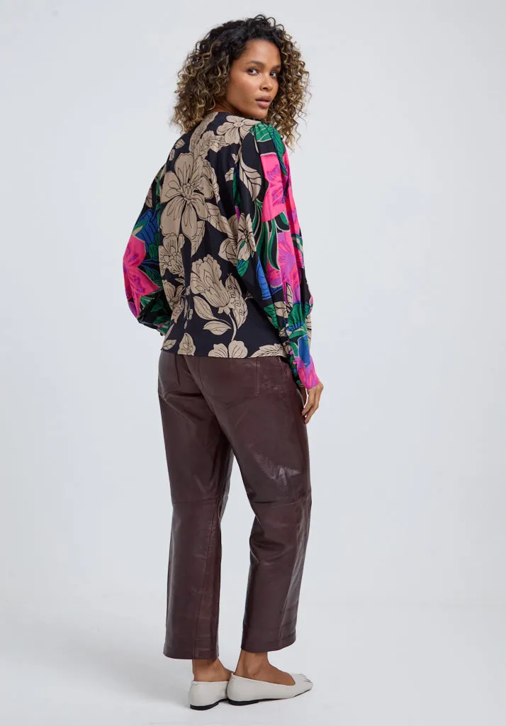 Celeste V-Neck Floral Printed Blouse In Multi