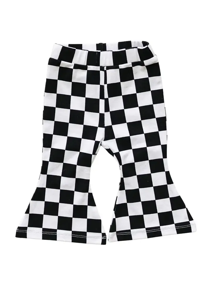 Checkered Flare Pants / Black