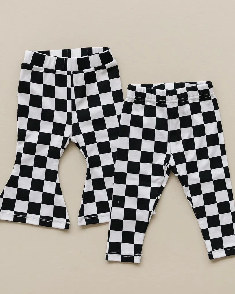 Checkered Flare Pants / Black