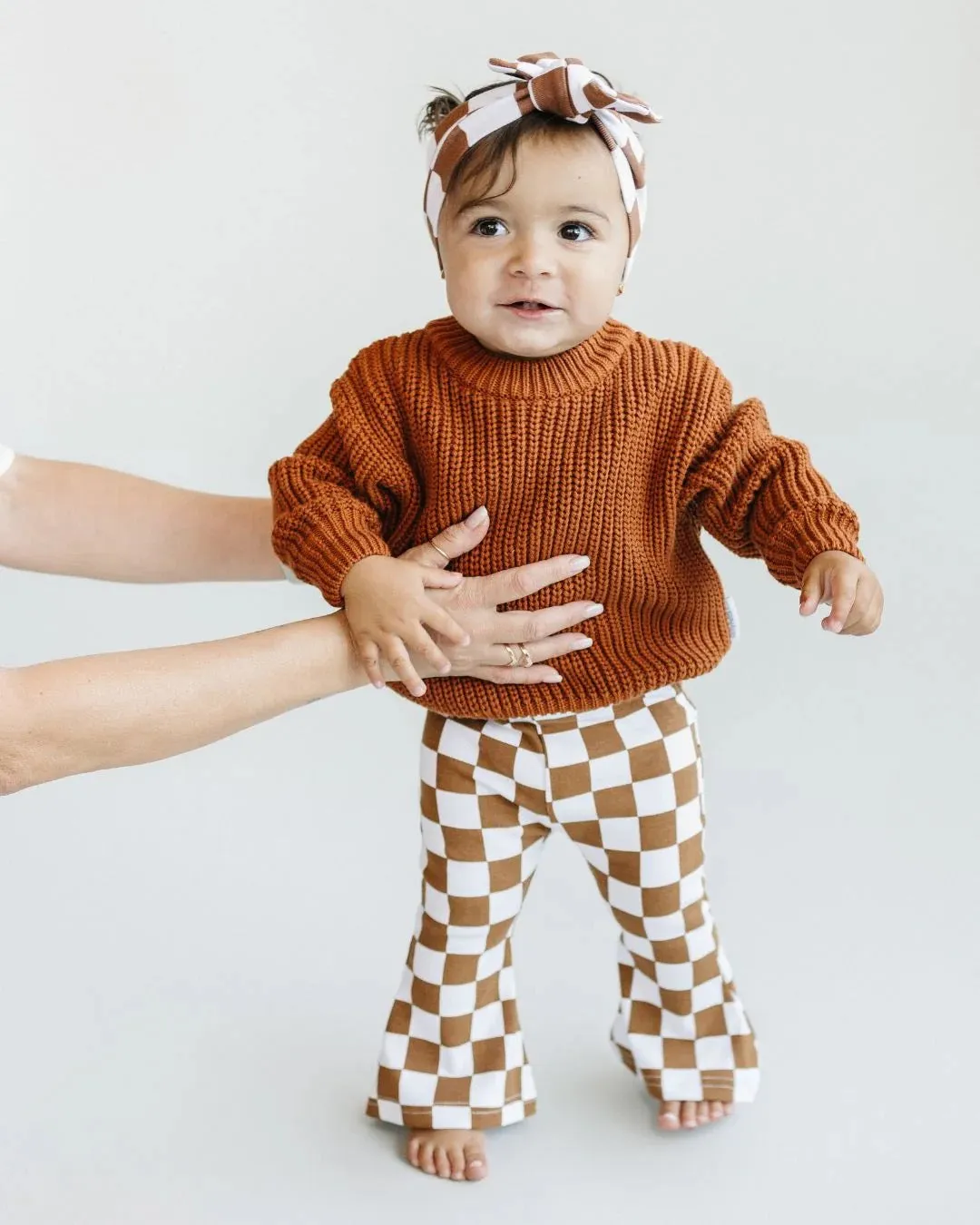 Checkered Flare Pants / Copper