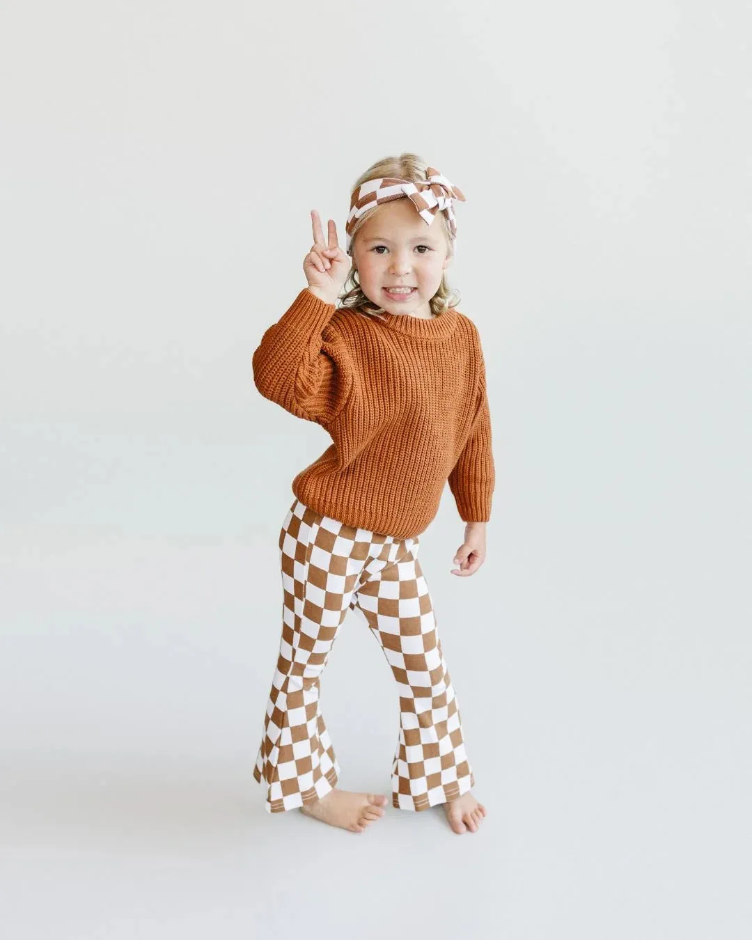 Checkered Flare Pants / Copper