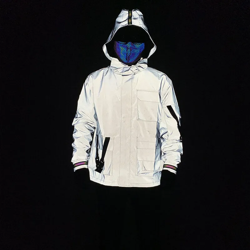 Colorful Multi-Pocket Reflective Techwear Jacket