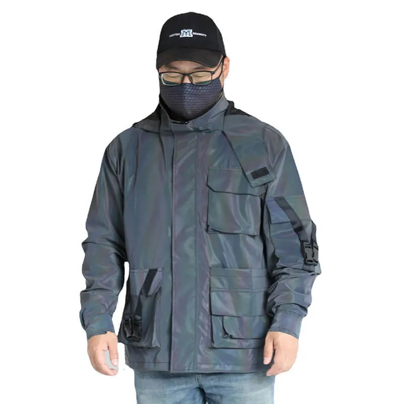 Colorful Multi-Pocket Reflective Techwear Jacket