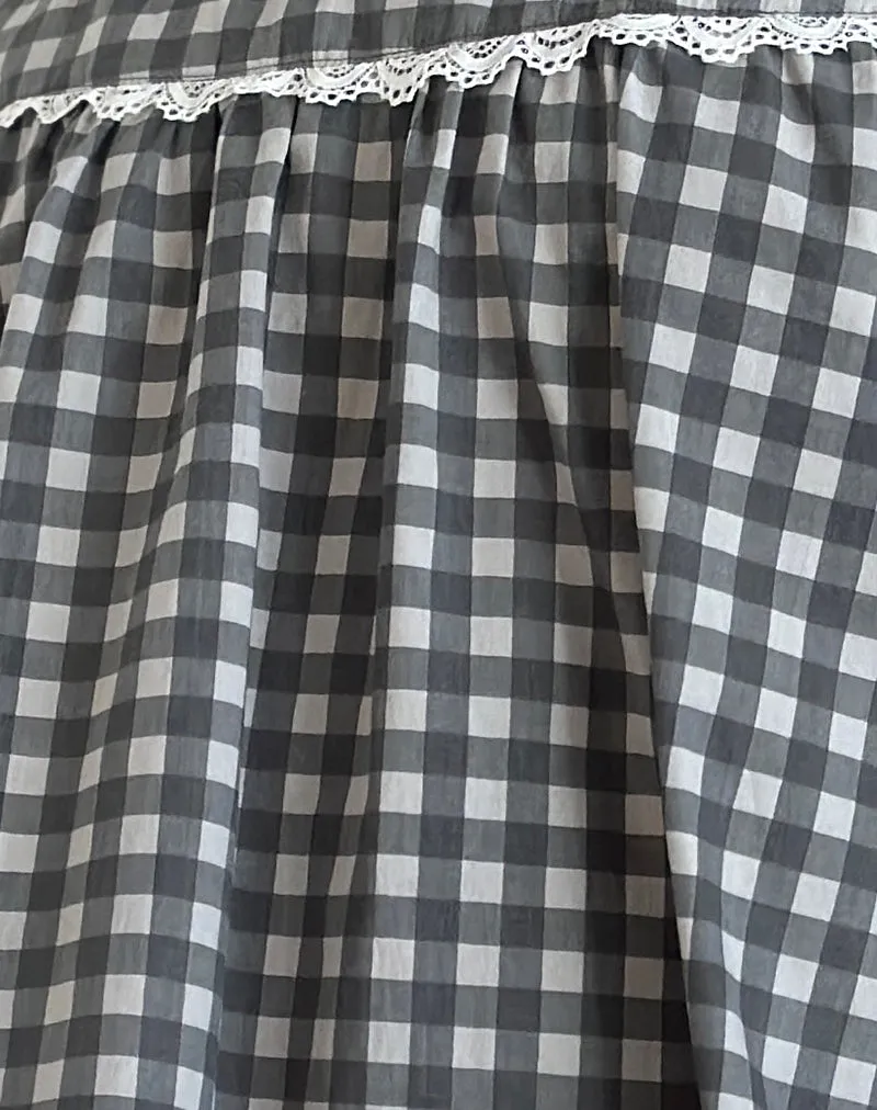 Demona Top in Tonal Gingham Black and Grey