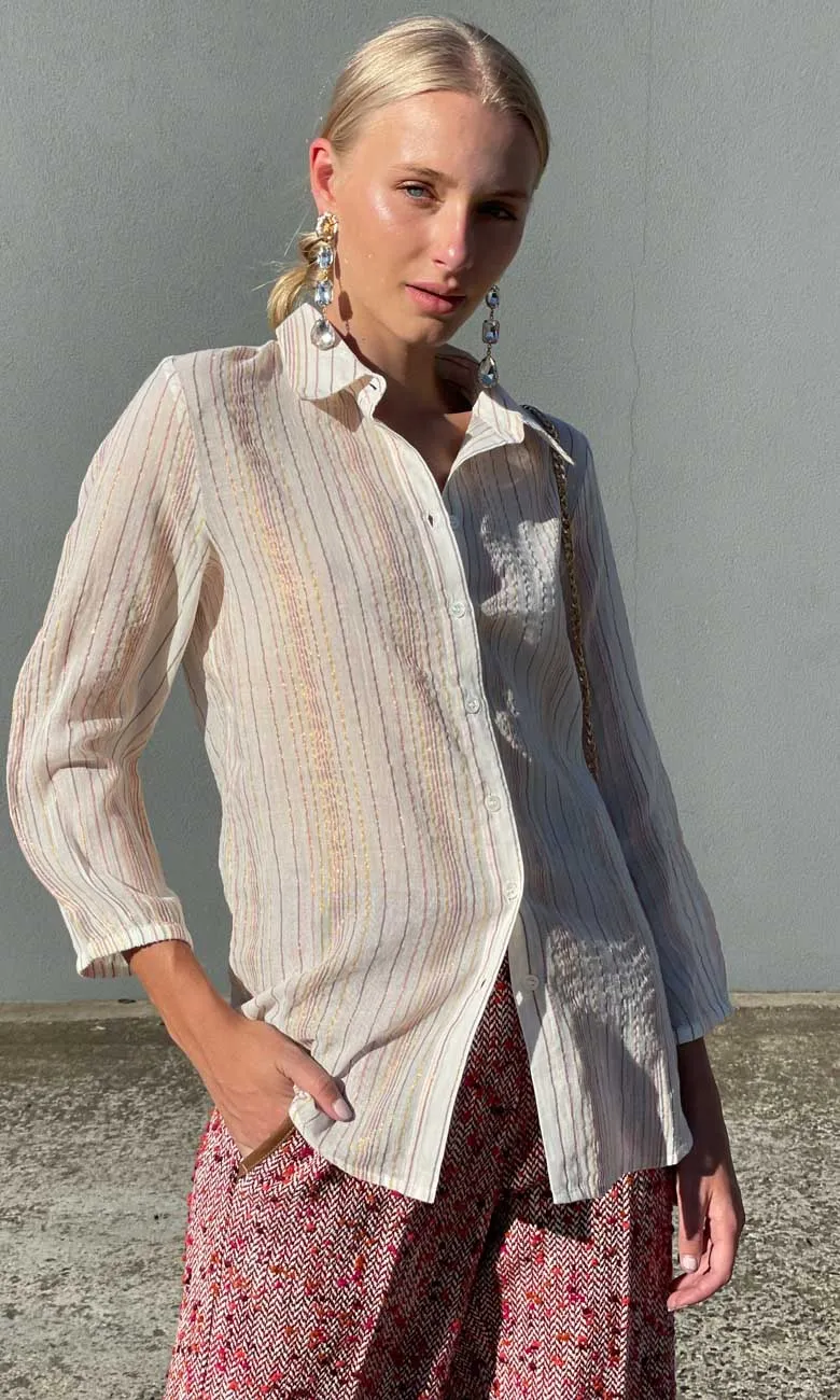 HOSS Stripe Rust Lurex Shirt