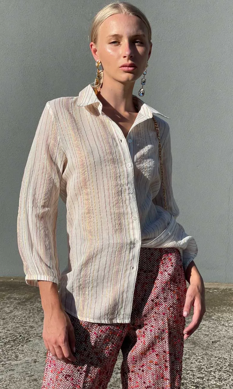 HOSS Stripe Rust Lurex Shirt