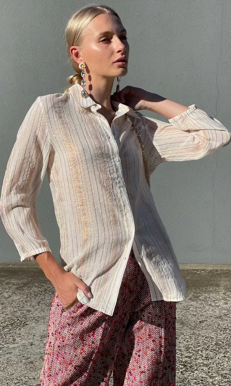 HOSS Stripe Rust Lurex Shirt