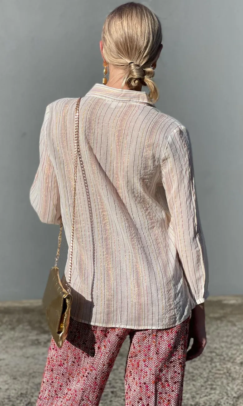 HOSS Stripe Rust Lurex Shirt