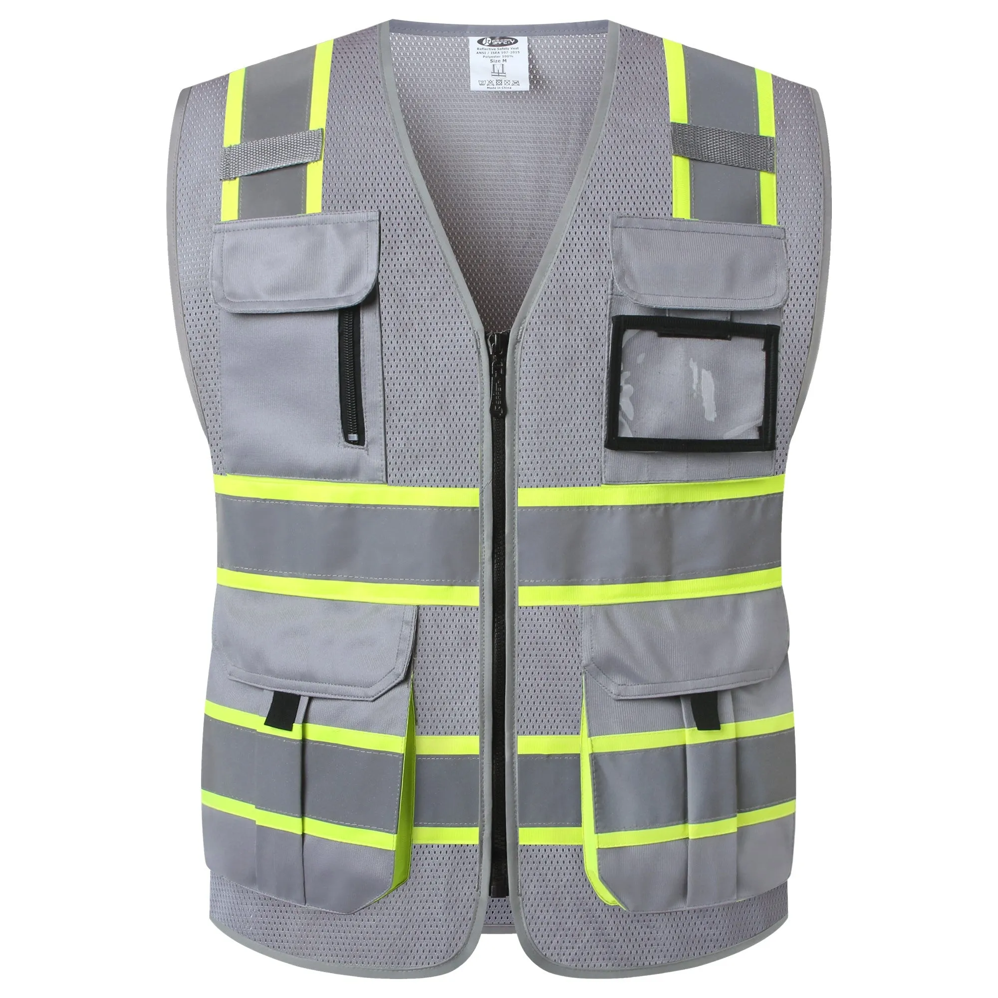 JKSafety 9 Pockets Hi-Vis Mesh Safety Vest, Two-Tone (JK140)