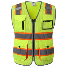 JKSafety 9 Pockets Hi-Vis Mesh Safety Vest, Two-Tone (JK140)