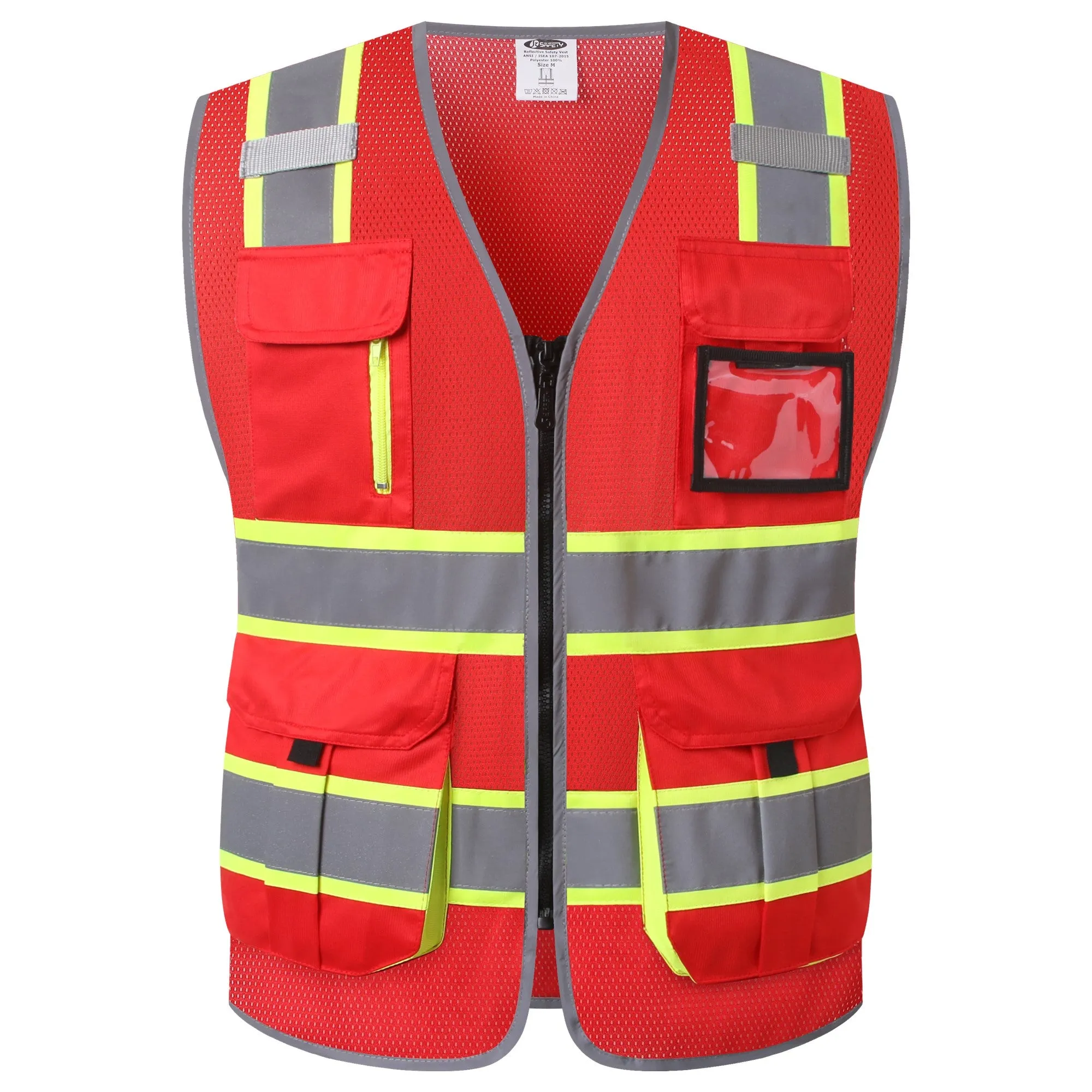 JKSafety 9 Pockets Hi-Vis Mesh Safety Vest, Two-Tone (JK140)