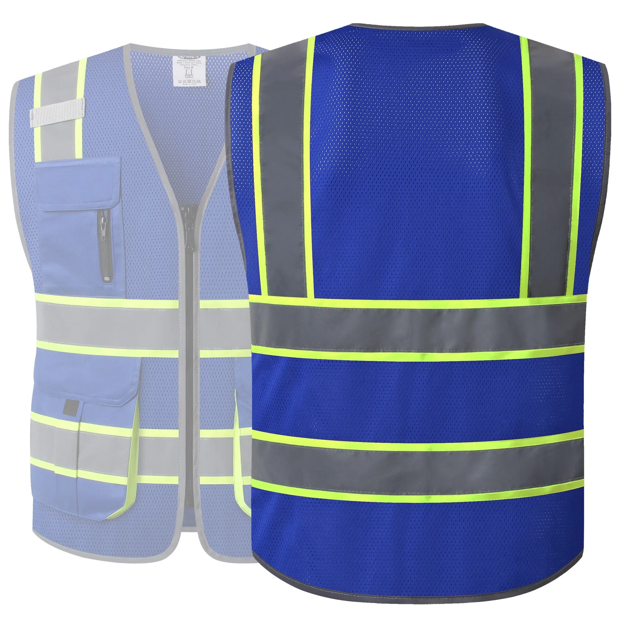 JKSafety 9 Pockets Hi-Vis Mesh Safety Vest, Two-Tone (JK140)