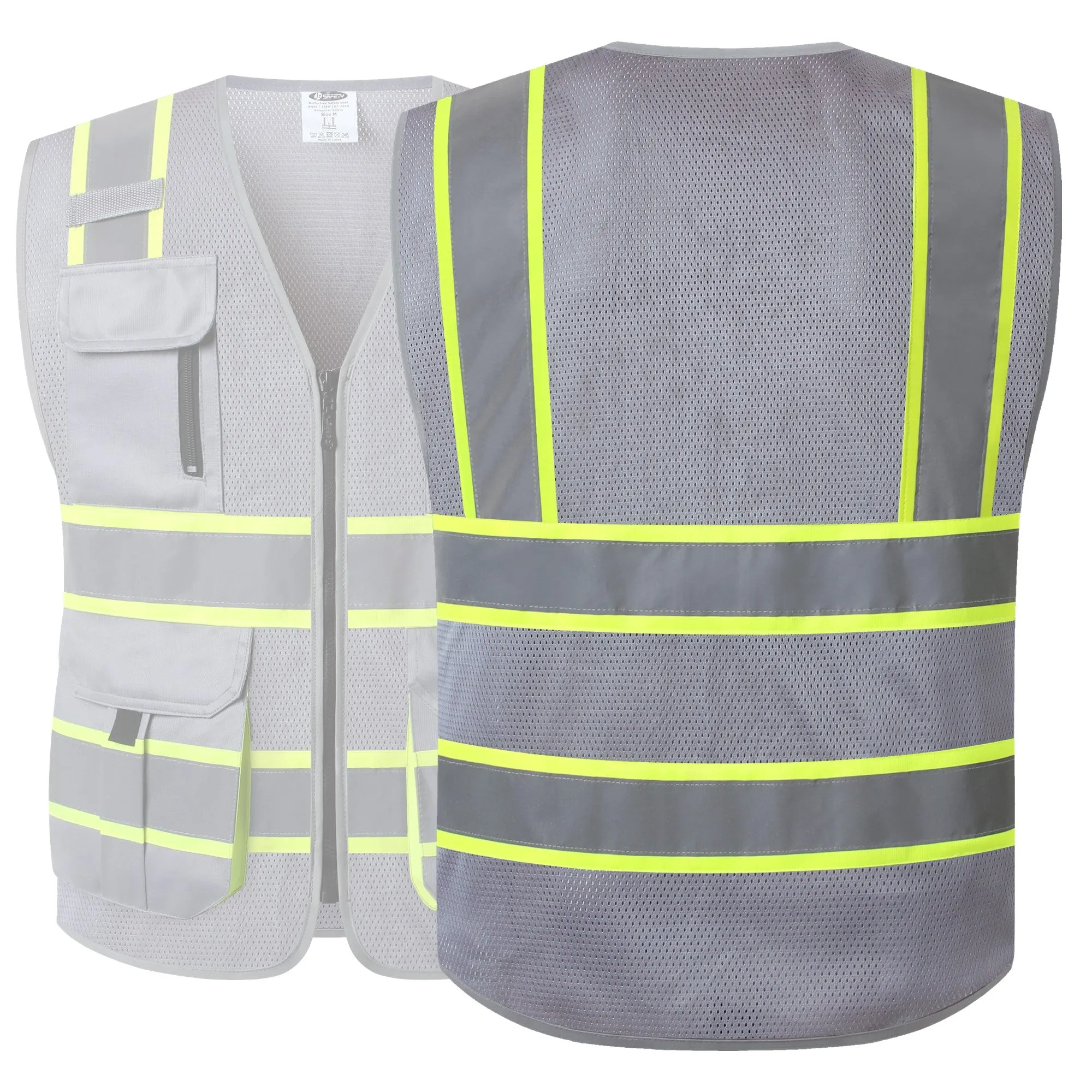 JKSafety 9 Pockets Hi-Vis Mesh Safety Vest, Two-Tone (JK140)