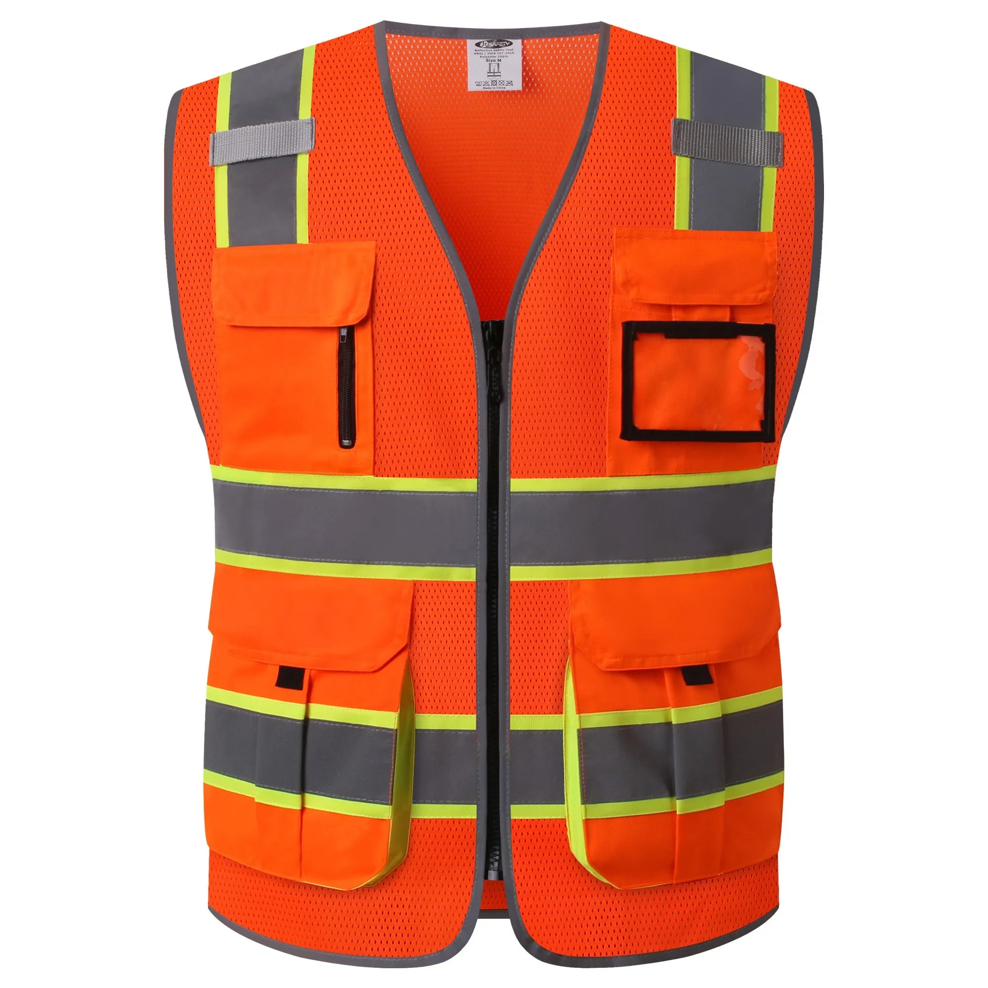 JKSafety 9 Pockets Hi-Vis Mesh Safety Vest, Two-Tone (JK140)