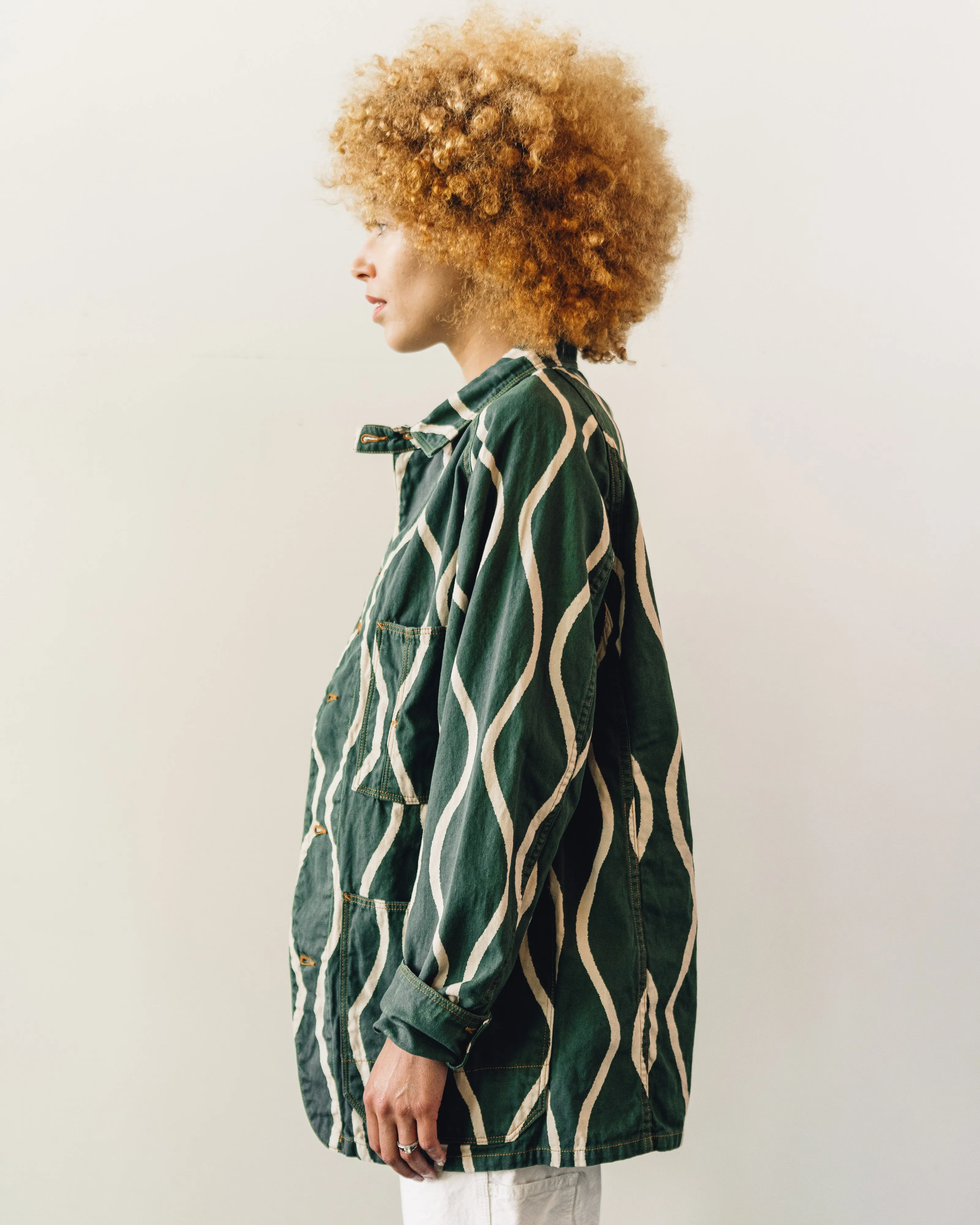 Kapital Sickness Stripe Cactus Jacket, Green