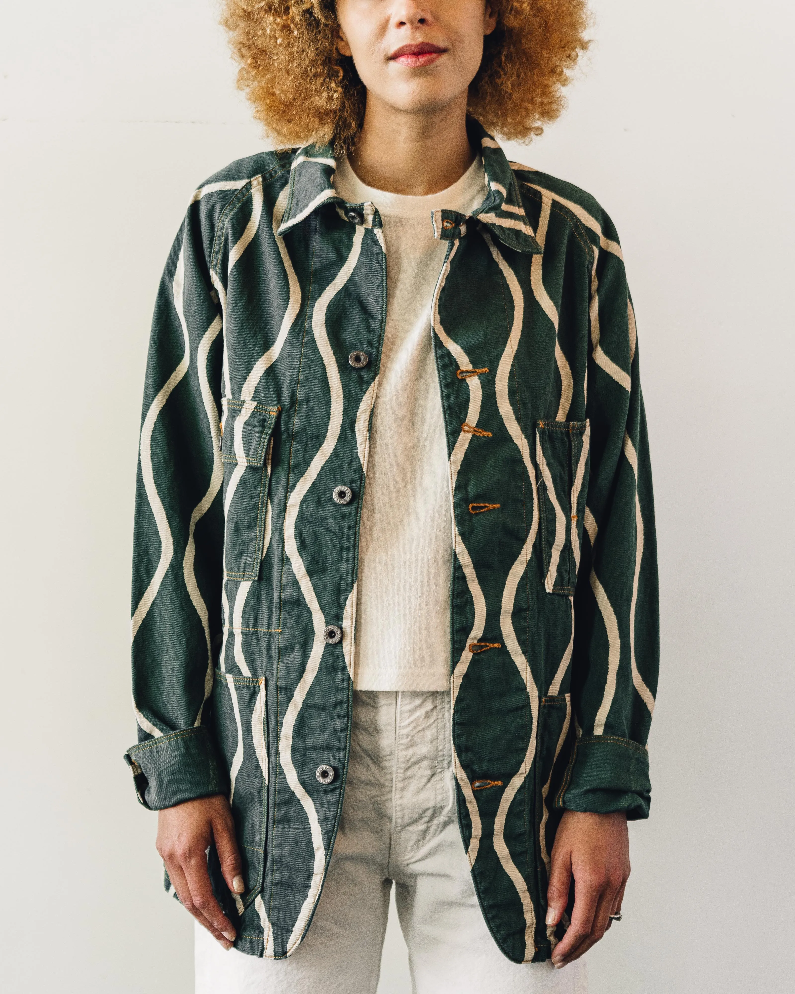 Kapital Sickness Stripe Cactus Jacket, Green