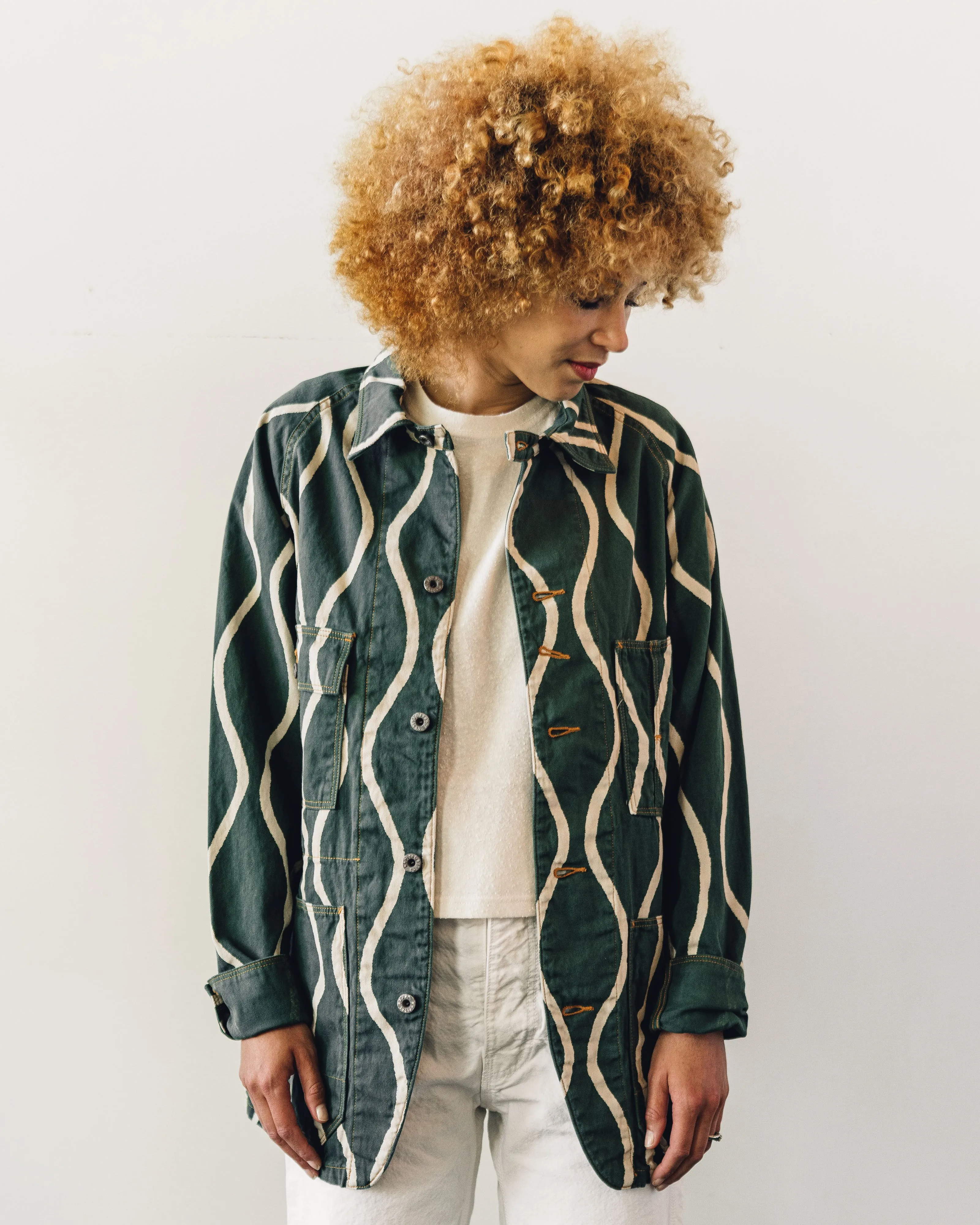 Kapital Sickness Stripe Cactus Jacket, Green