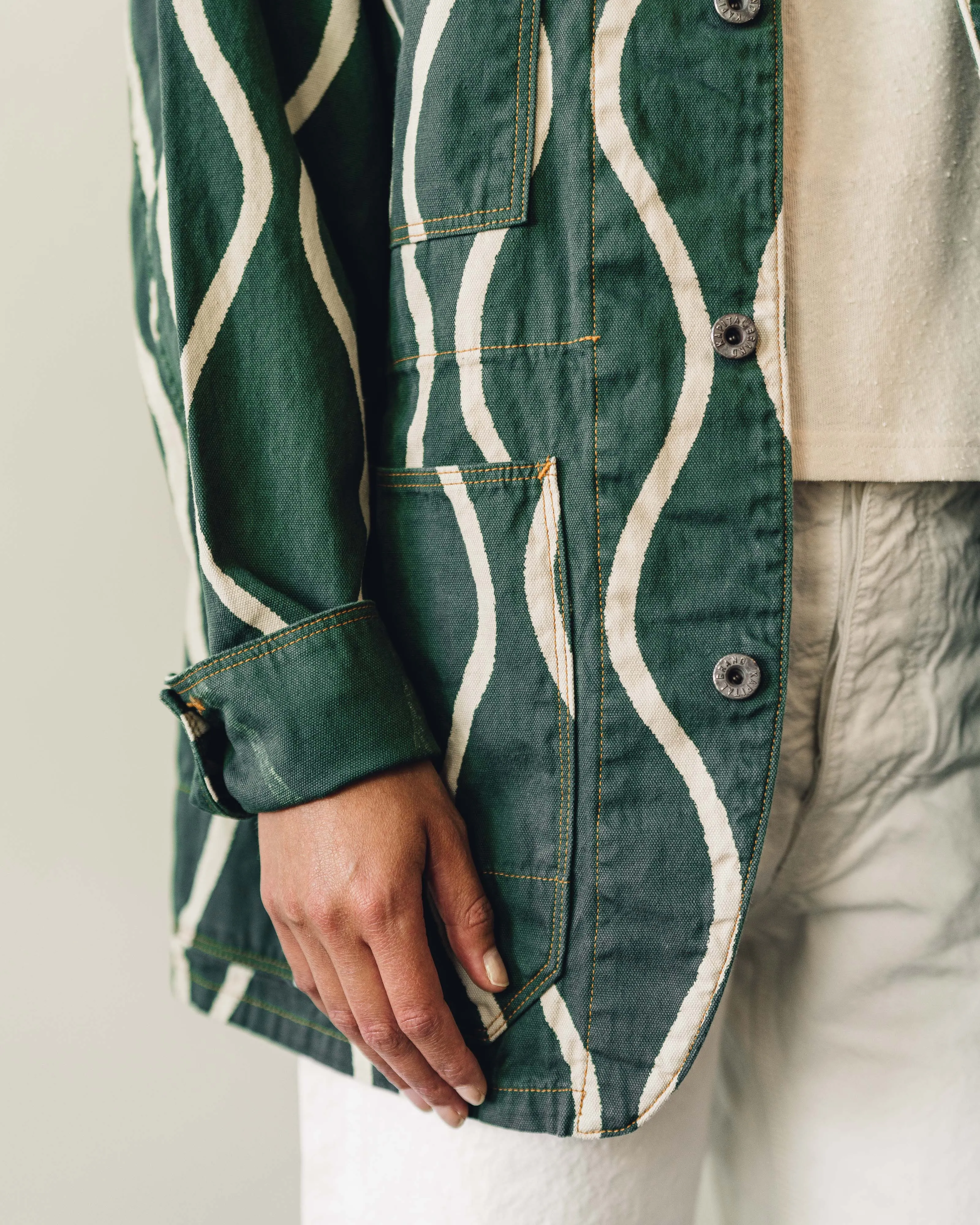 Kapital Sickness Stripe Cactus Jacket, Green