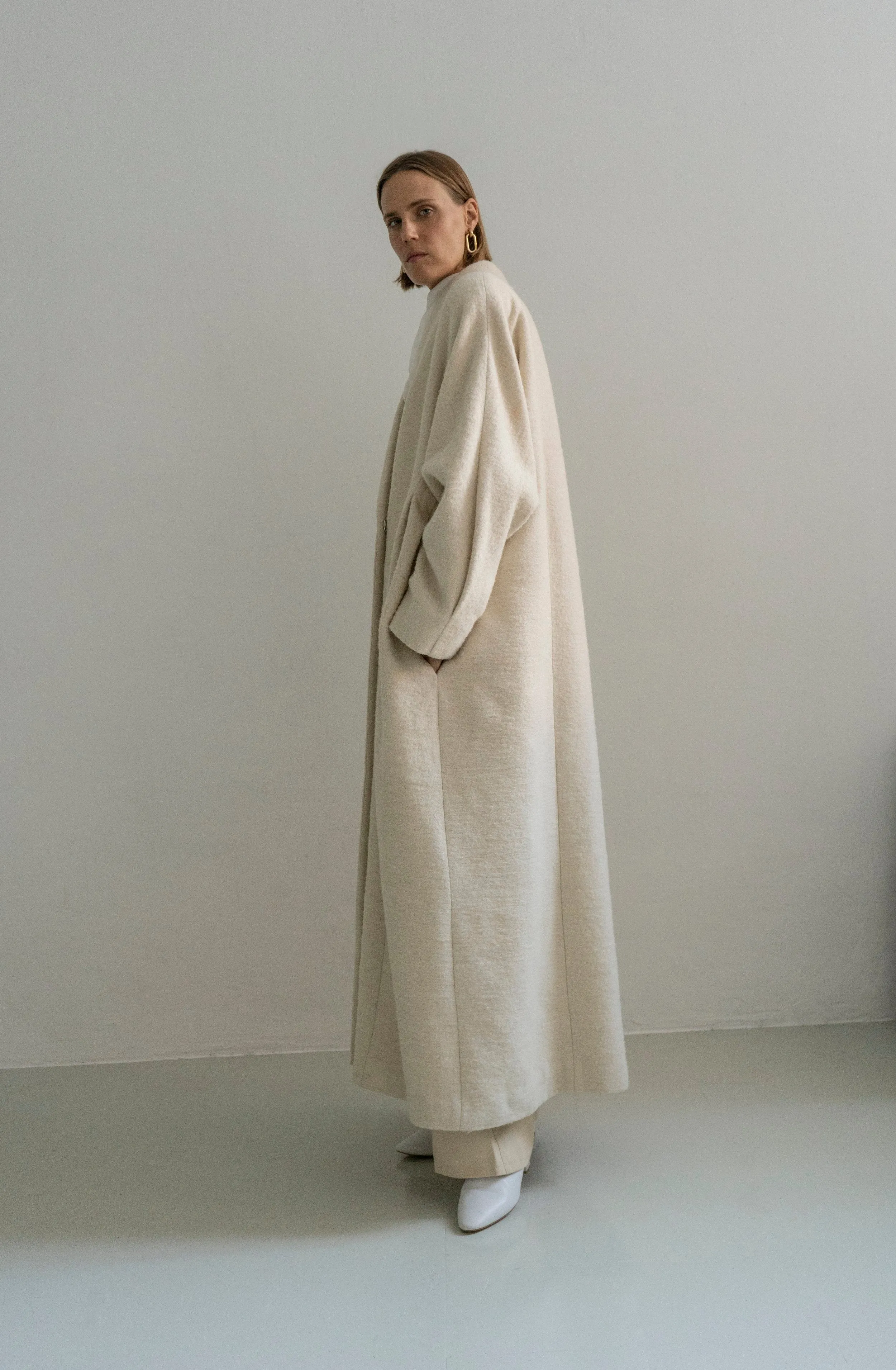 Kosiv Cream Hemp Wool Oversize Coat