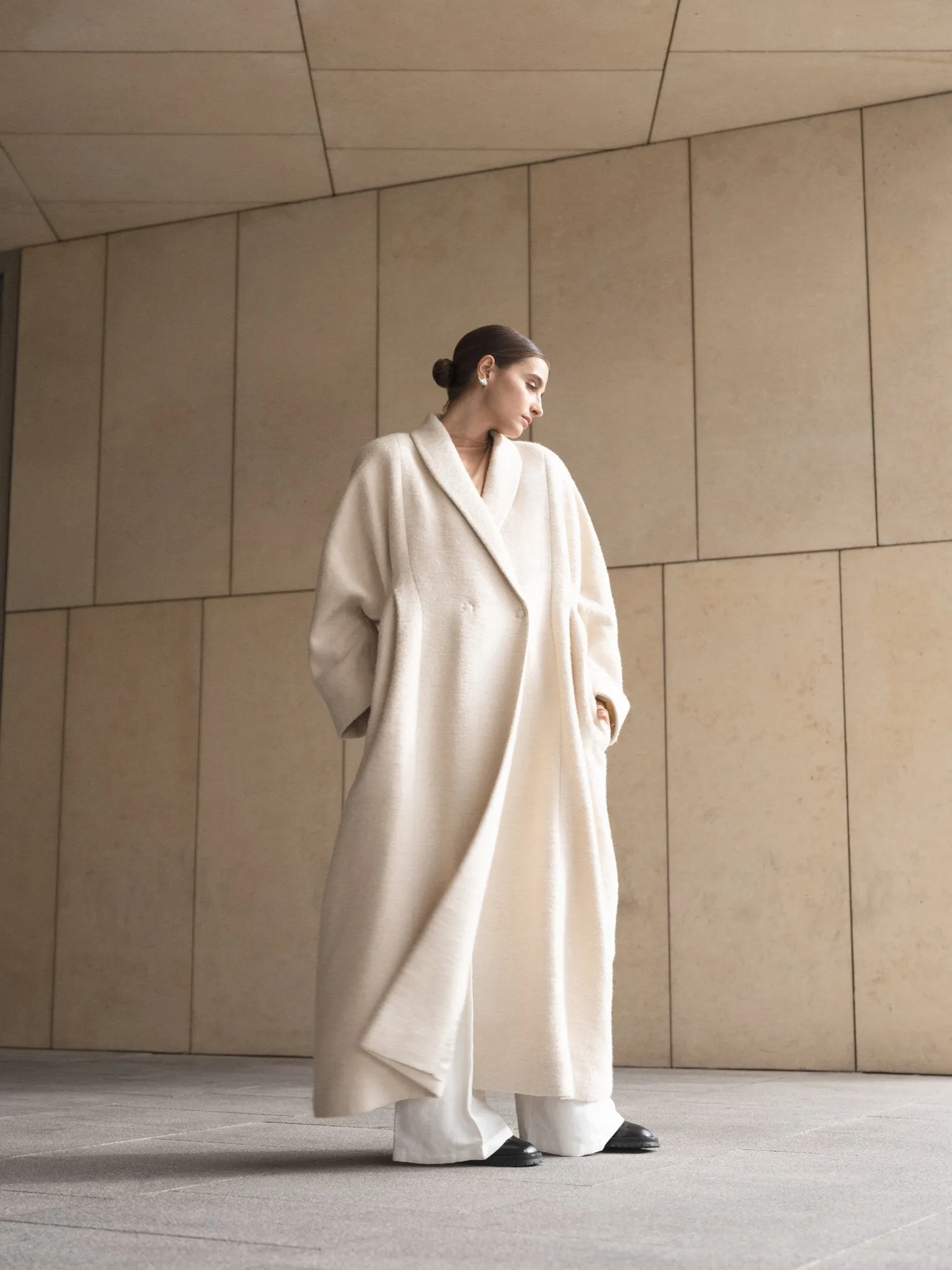 Kosiv Cream Hemp Wool Oversize Coat