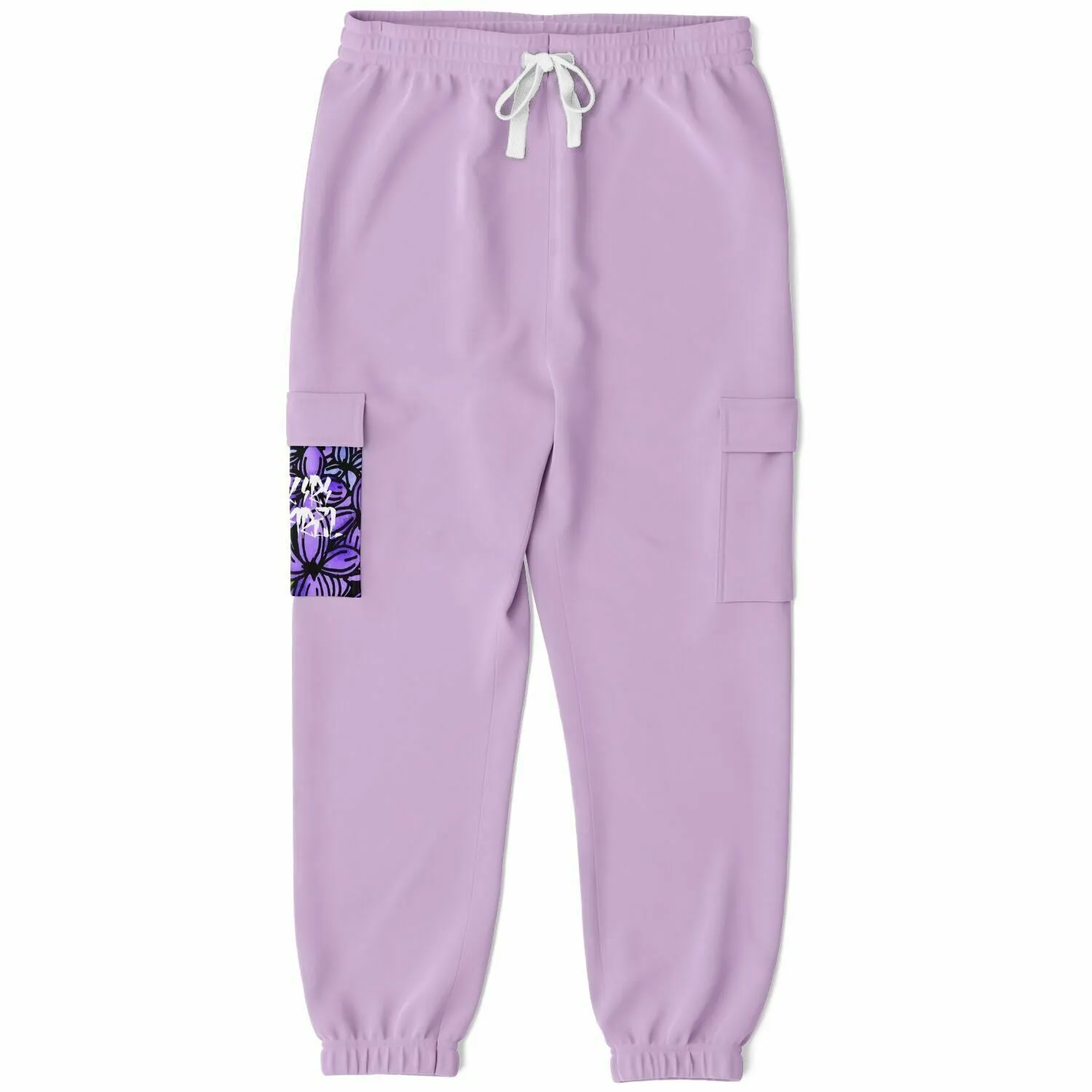 Lavender Lilac Print Recycled Polyester Cargo Sweatpants