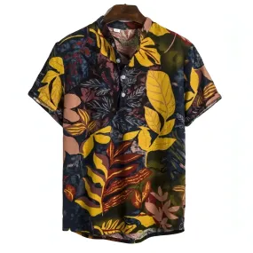 Linen shirts - Multi-Colored Leaf Shirt