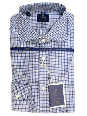 Luigi Borrelli Dress Shirt ROYAL COLLECTION White Royal Blue Tattersall 40 - 15 3/4 SALE