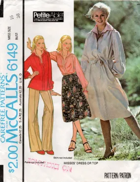 McCall's 6149 Womens Wide Collar Dress & Blouse 1970s Vintage Sewing Pattern Size 16 Bust 38 inches UNCUT Factory Folded