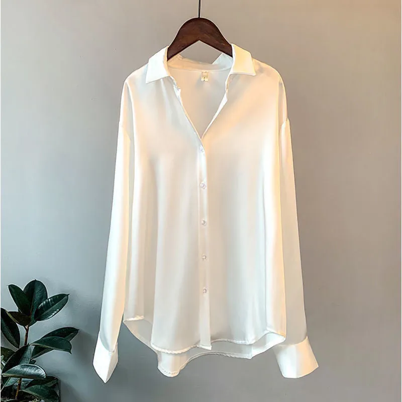 MF05906 Women Silky Long Sleeve  Blouses