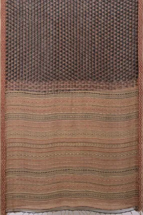 Natural Dye Block Print Silk Sari