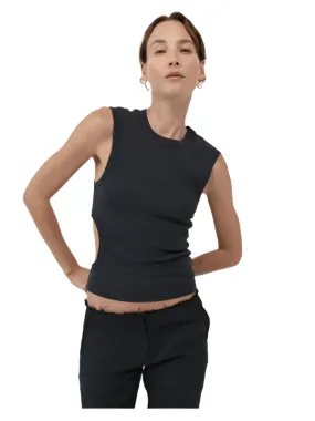 Organic Cotton Cut Out Tank in Jet Black