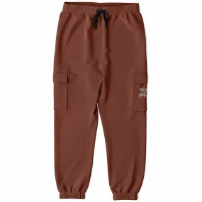 Recycled Polyester Brown Athletic Cargo Sweatpants