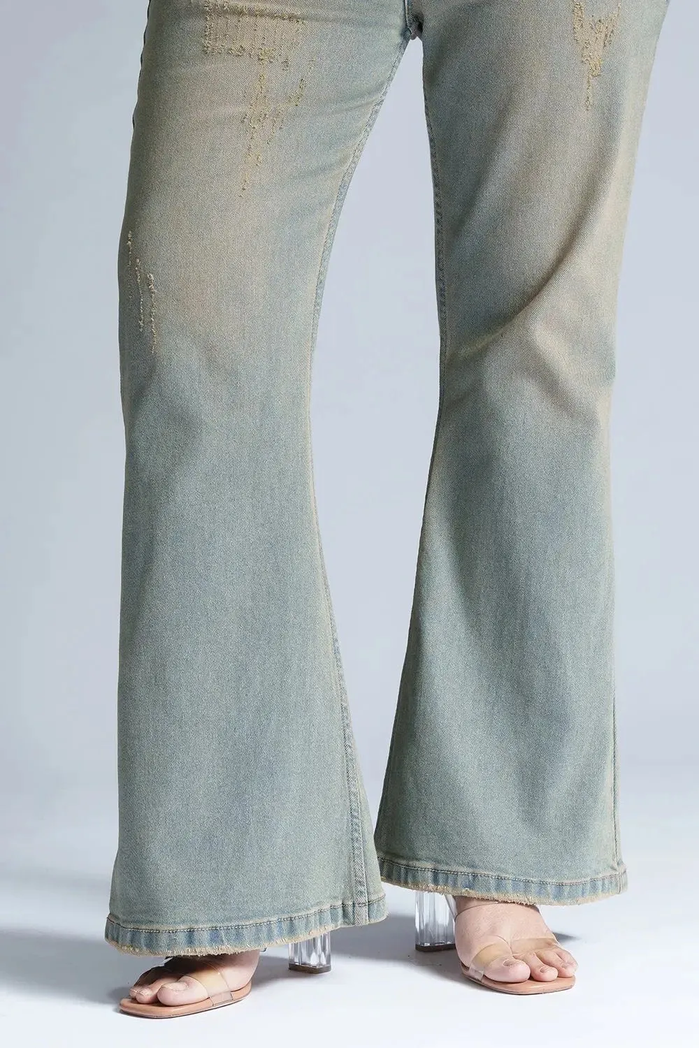 Retro Lupine Blue Curve Bootcut Jeans