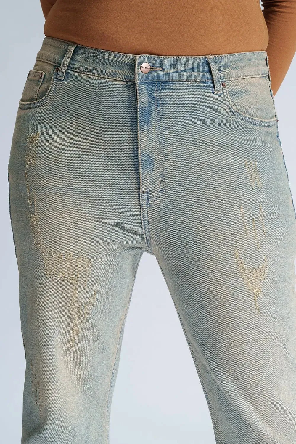 Retro Lupine Blue Curve Bootcut Jeans