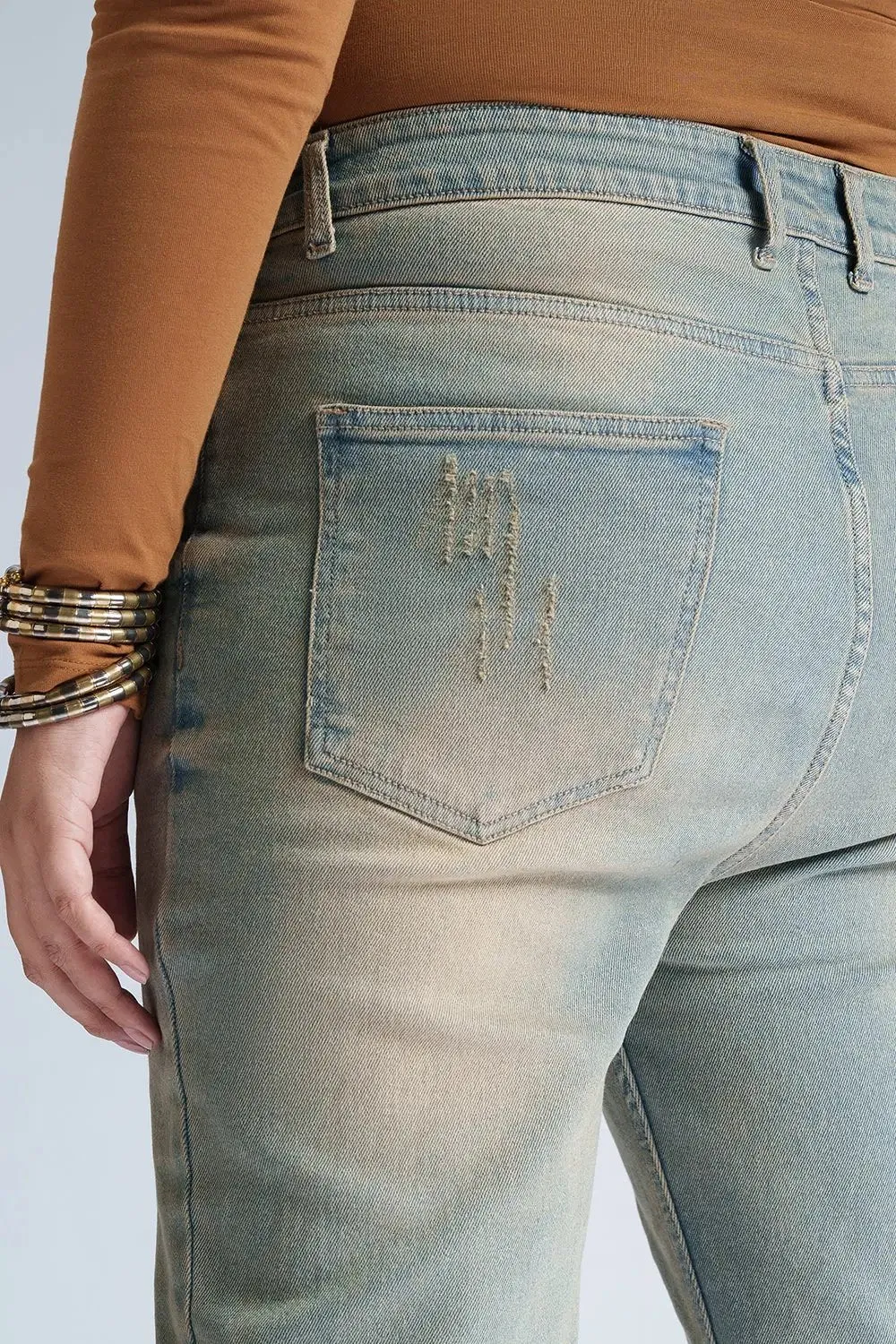 Retro Lupine Blue Curve Bootcut Jeans