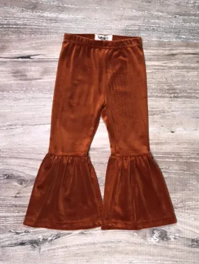 Rust Orange Girls Velvet Bell Bottoms