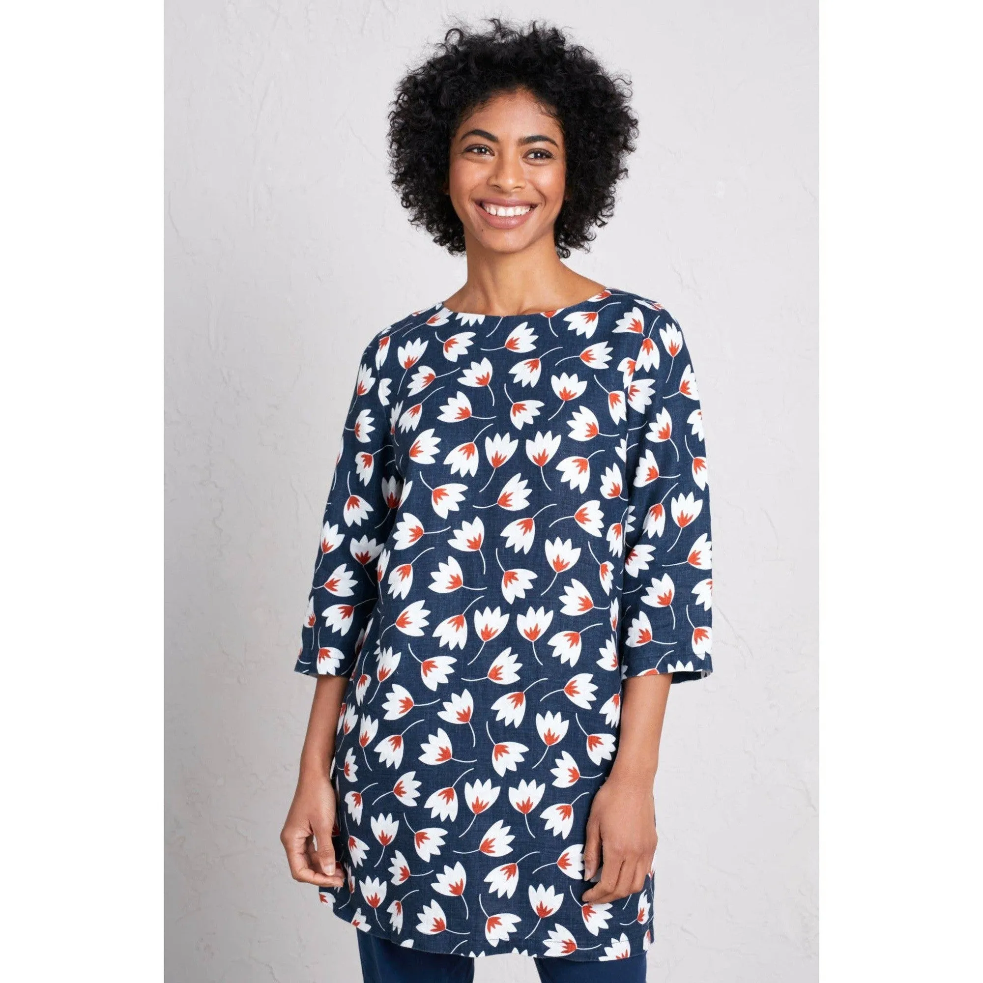 Seasalt Sol Blaze Linen Tunic Geo Night