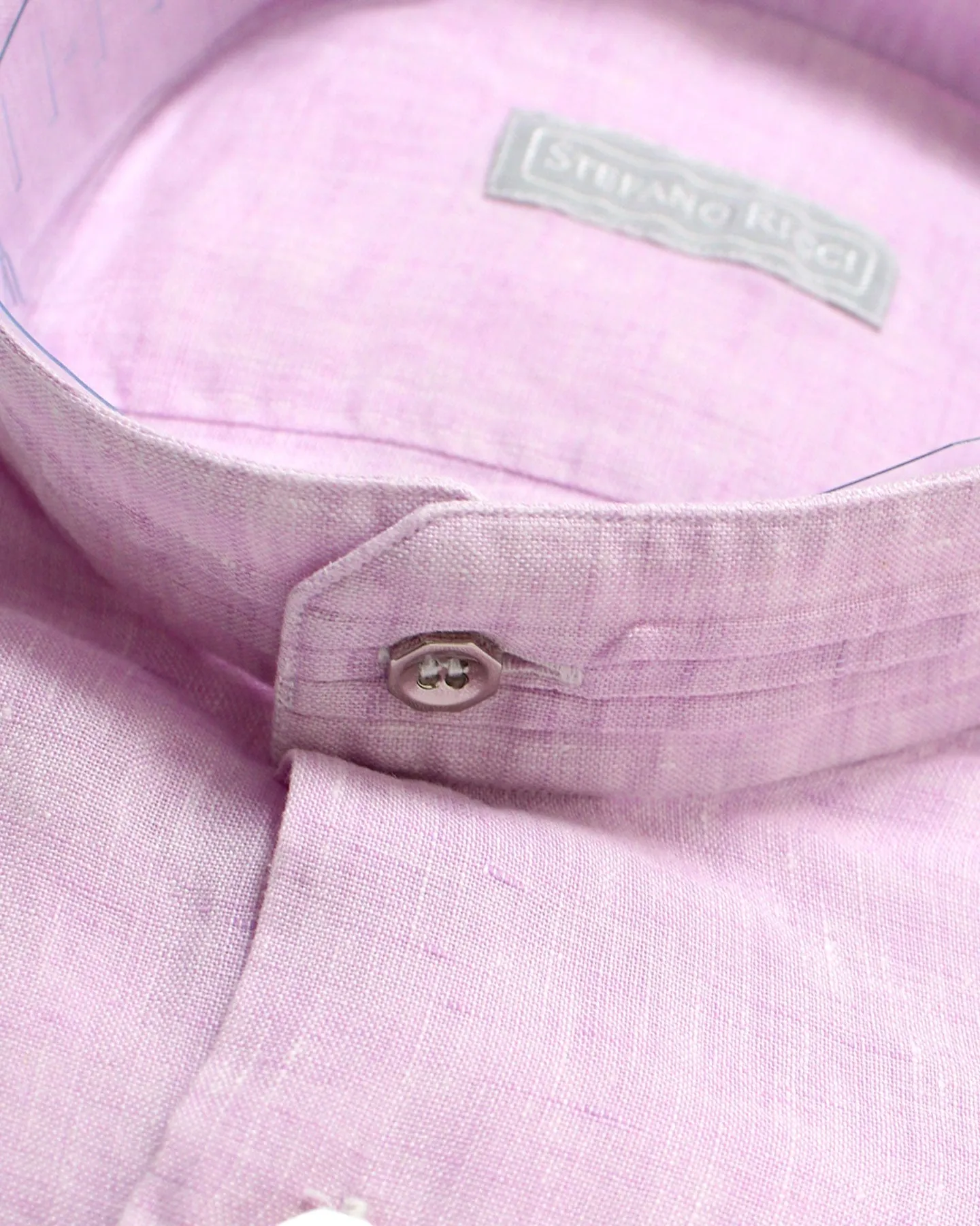 Stefano Ricci Band Collar Shirt Pink Linen 39 - 15 1/2 REDUCED SALE