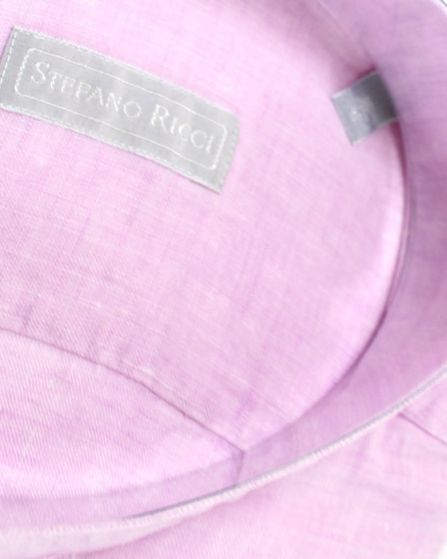 Stefano Ricci Band Collar Shirt Pink Linen 39 - 15 1/2 REDUCED SALE