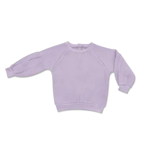 Waffle Balloon Sleeve Sweatshirt - Lavender