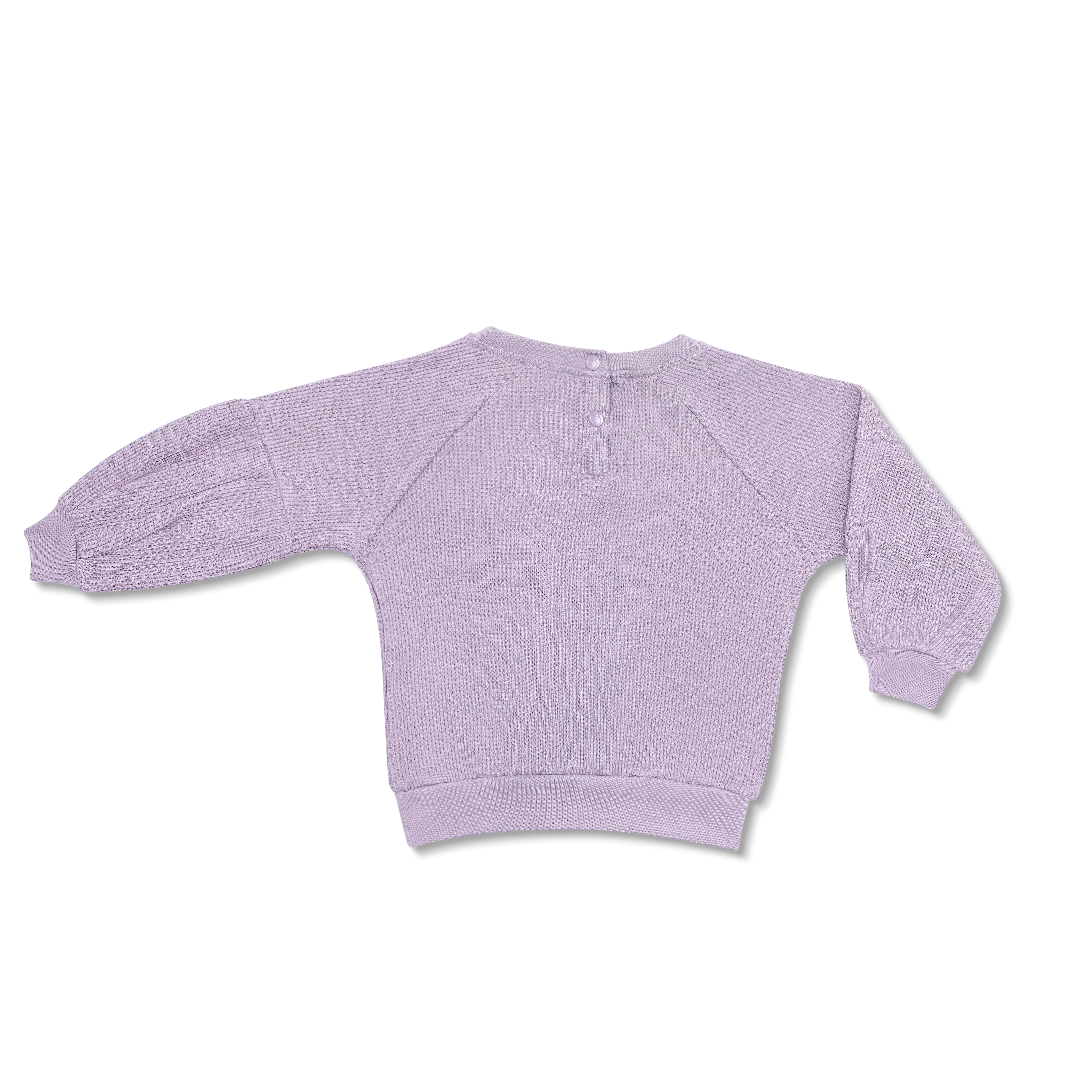 Waffle Balloon Sleeve Sweatshirt - Lavender