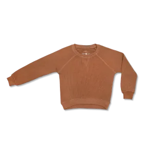 Waffle Crew Neck Sweatshirt - Caramel