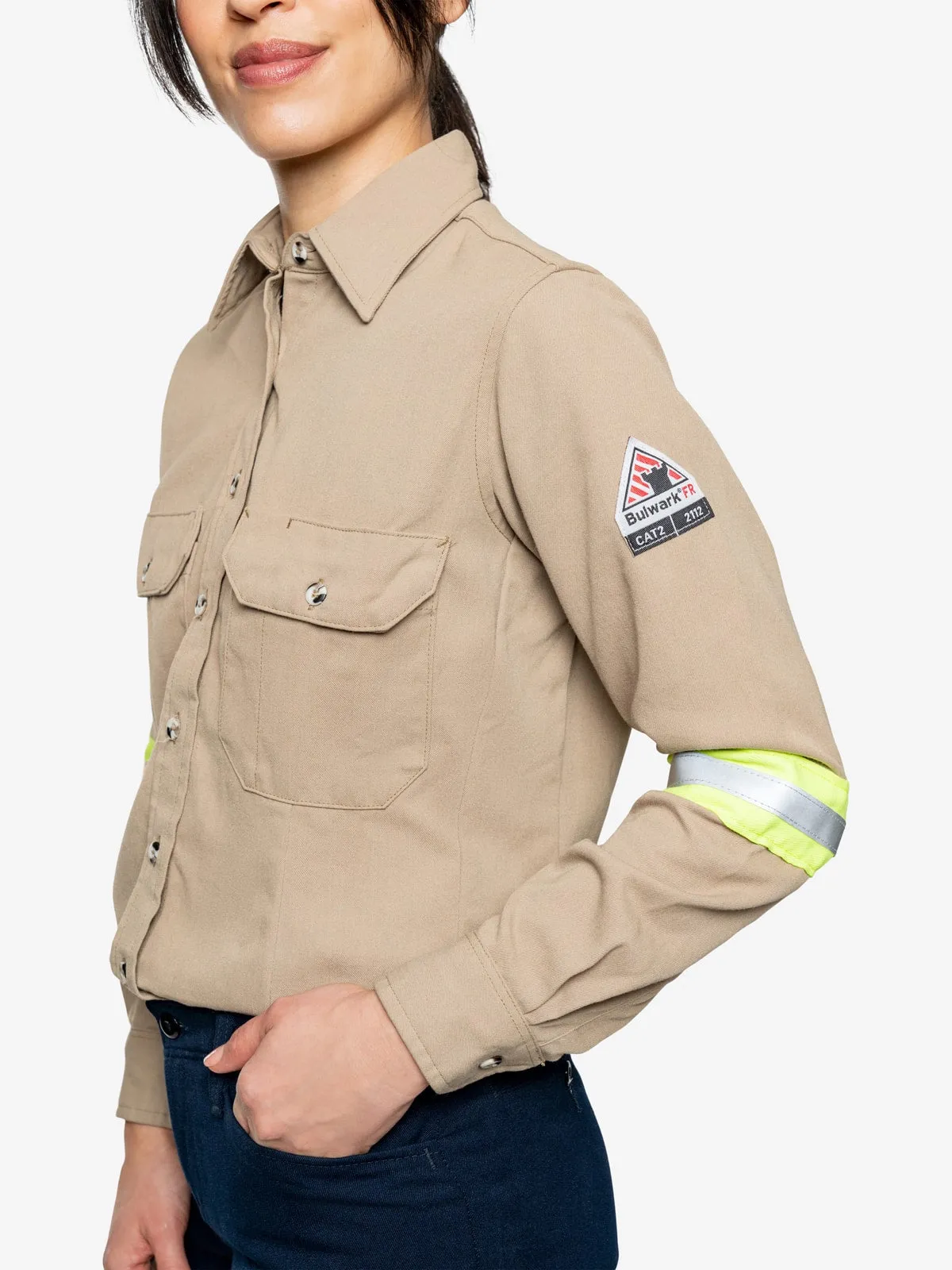 Women’s 7oz Tecasafe® Flame Resistant Uniform Shirt w/ Hi-Vis - Exxon Exclusive