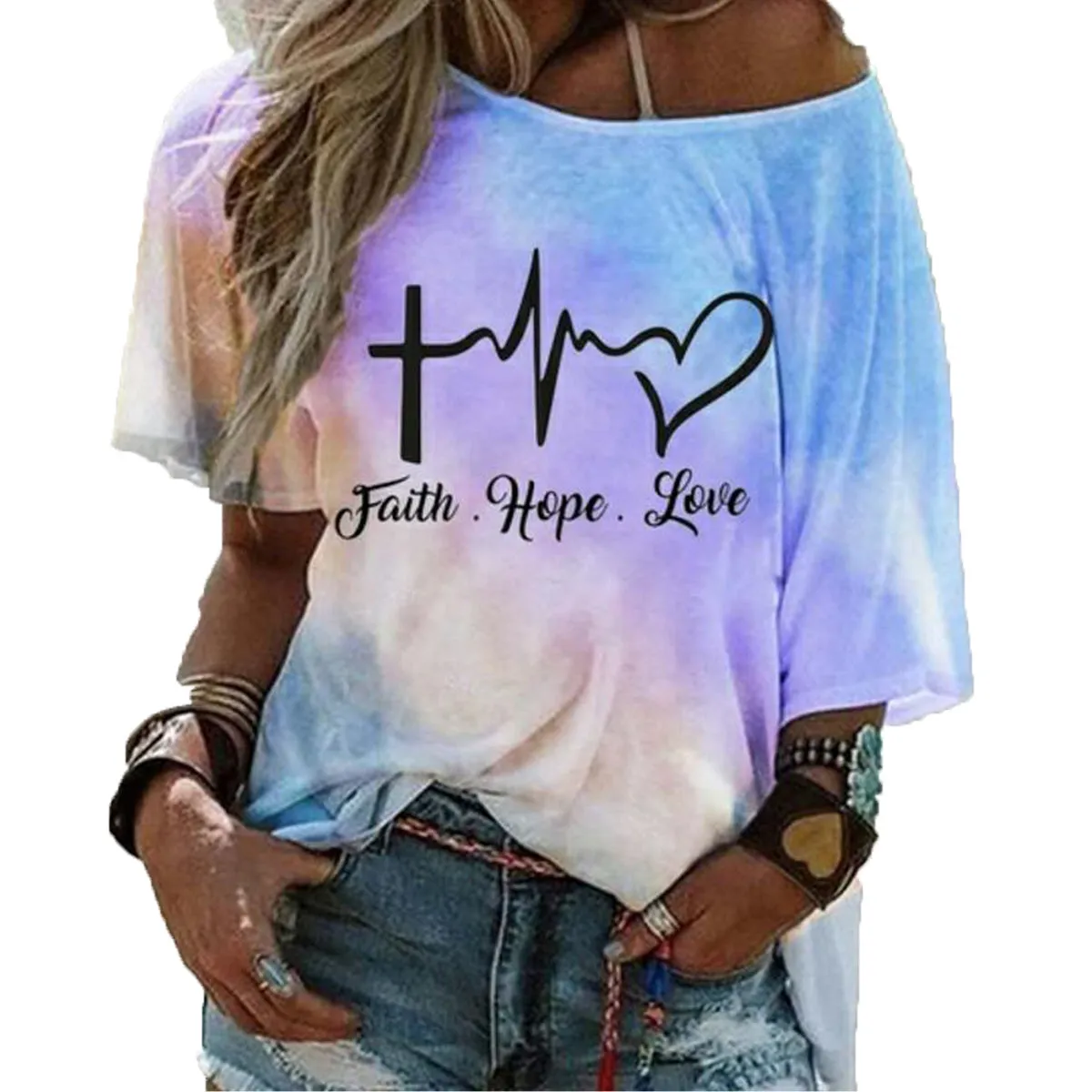 Women's Fashion Tie Dye Shirts Loose Print Graphic T-Shirts Casual Shirts