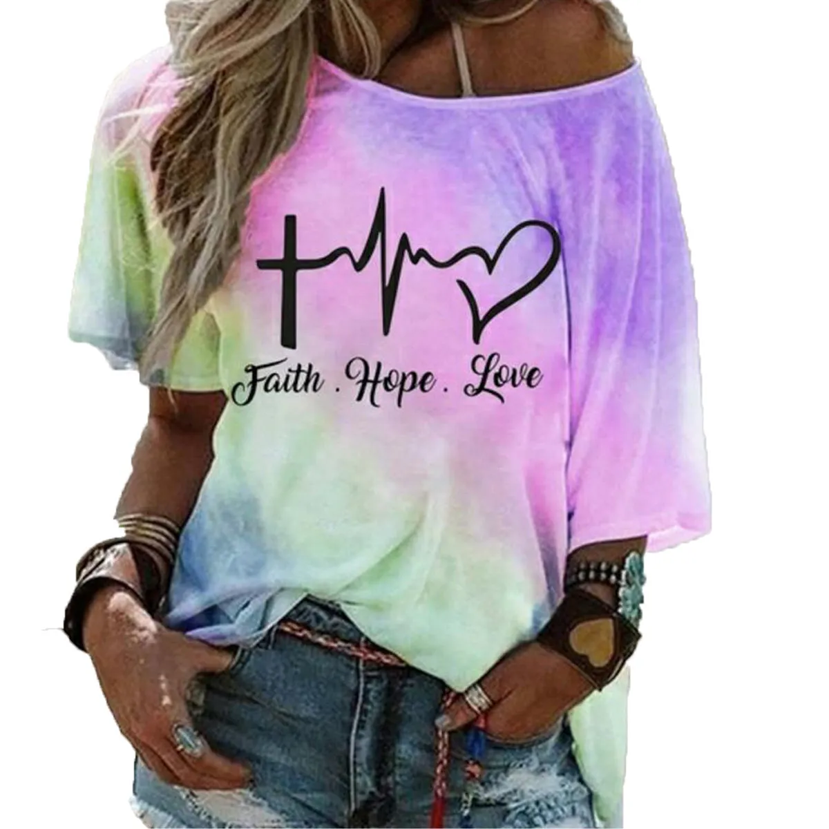 Women's Fashion Tie Dye Shirts Loose Print Graphic T-Shirts Casual Shirts